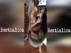 Slut offering her pussy to her lovely pet dog